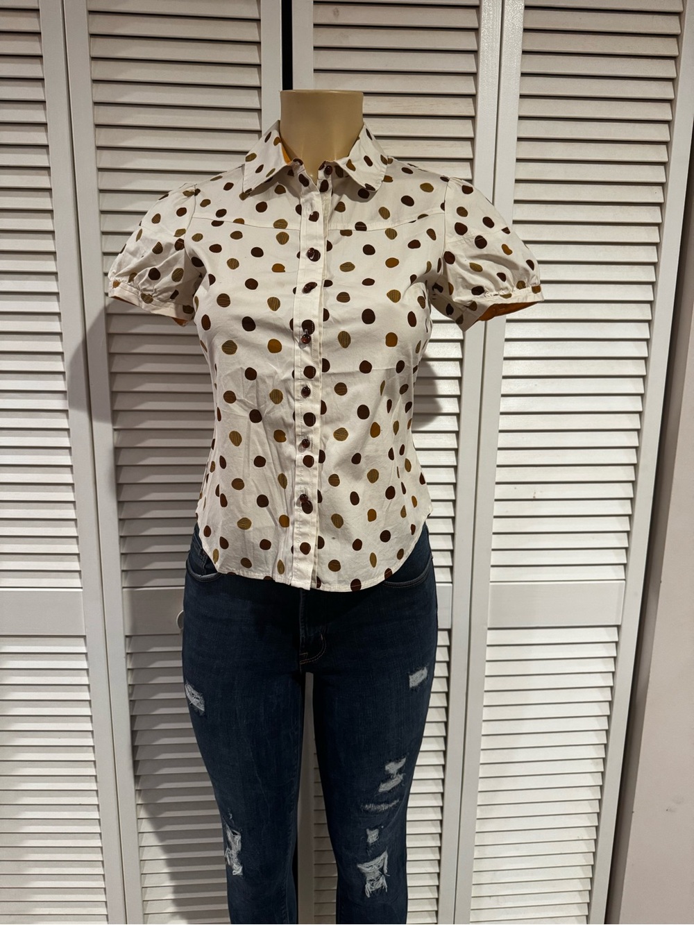 Odille (Anthropologie) Polka Dot Blouse - Size 2 - Retro/Cottagecore - Picture 2 of 9